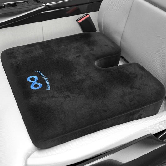 Everlasting Comfort Memory Foam Car Seat Cushion - Tailbone Pain Relief, Driving Seat Cushion for Short People - Office, Wheelchair, Gaming Chair, Travel - Non-Slip, Washable Cover