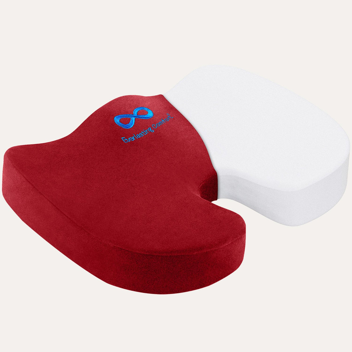 Red: Everlasting Comfort Memory Foam Coccyx Seat Cushion for Office Chair