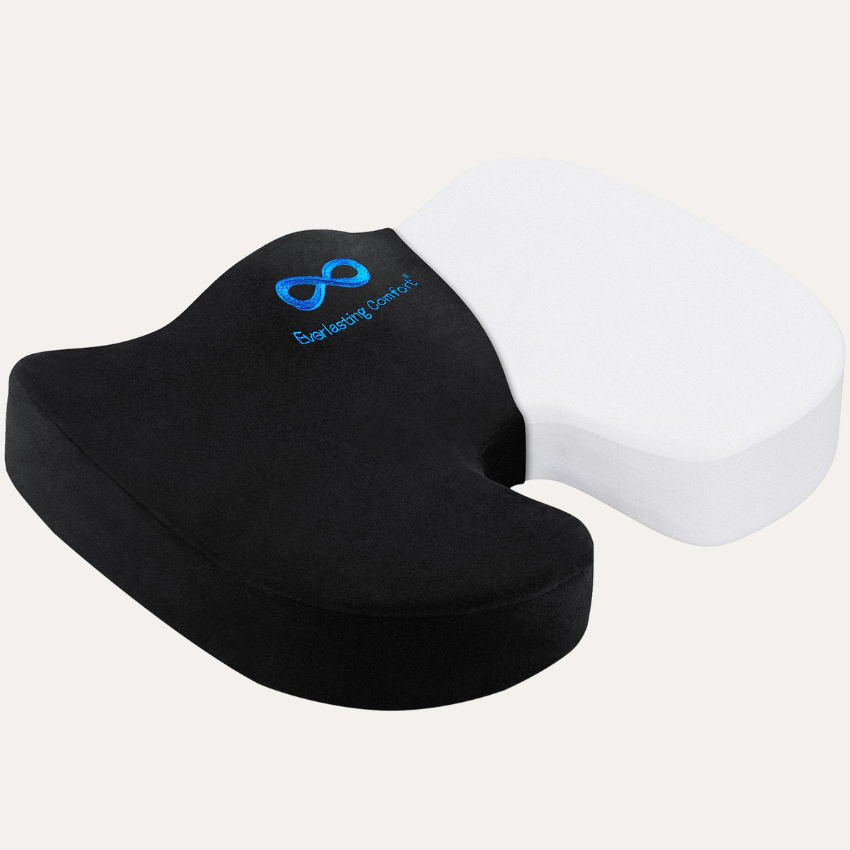 Black: Everlasting Comfort Memory Foam Coccyx Seat Cushion for Office Chair