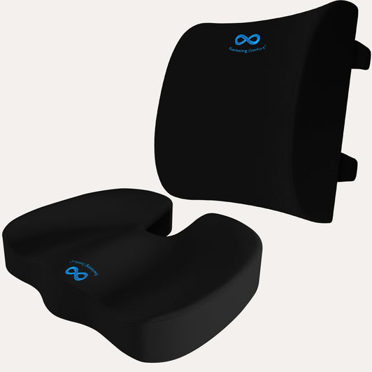 Memory Foam Seat Cushion and Back Cushion, Gel Infused & Ventilated