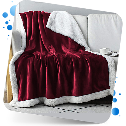 Everlasting Comfort Plush Sherpa Fleece Blanket Red Wine