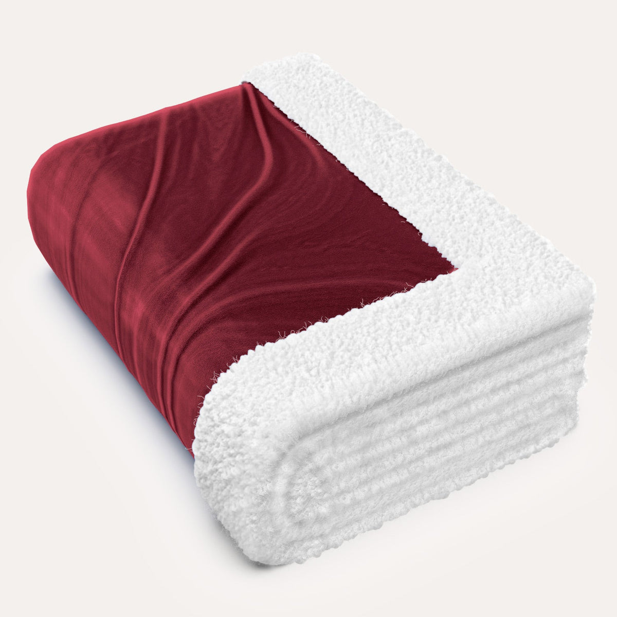 Everlasting Comfort Plush Sherpa Fleece Blanket Red Wine