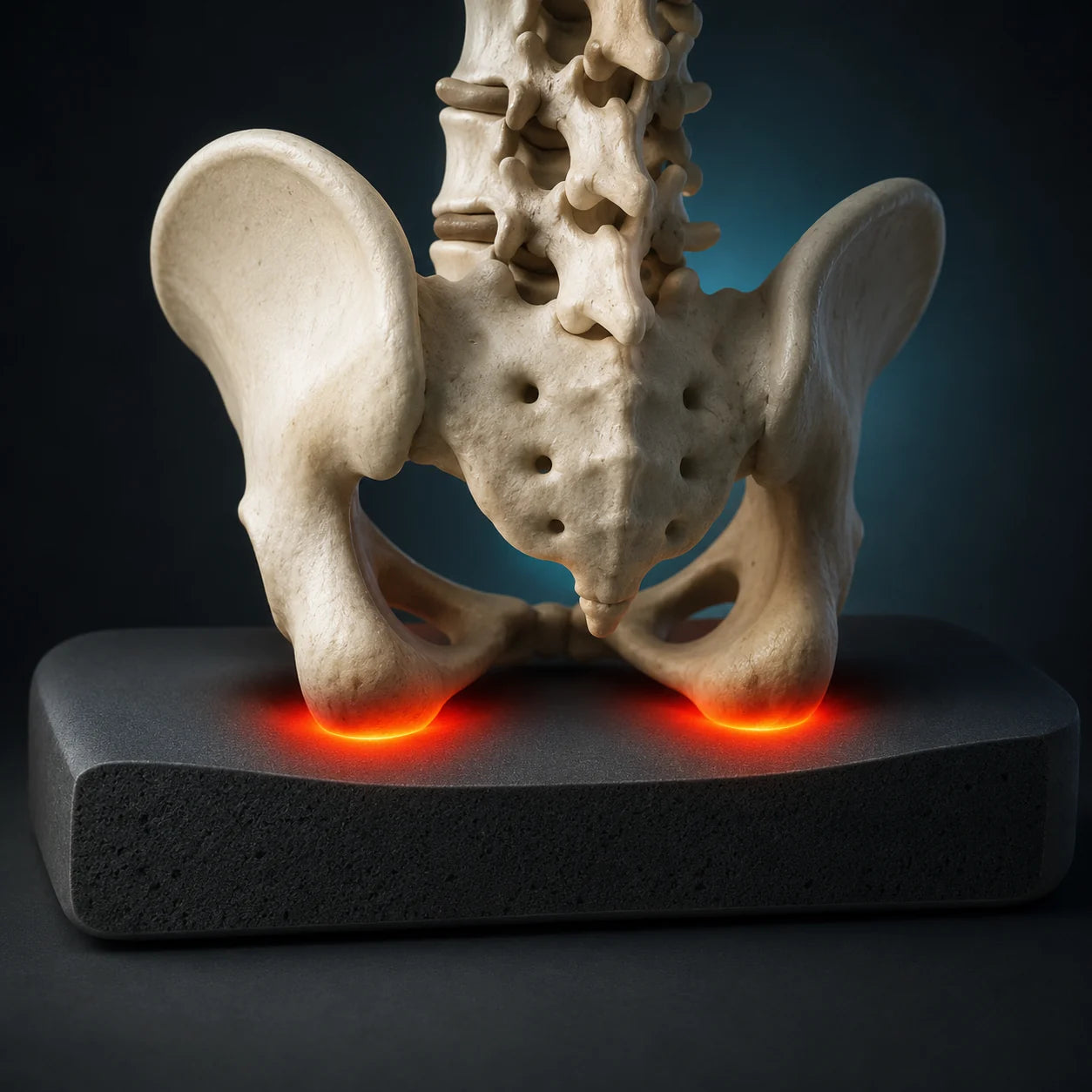 Concentrated pressure at the sit bones