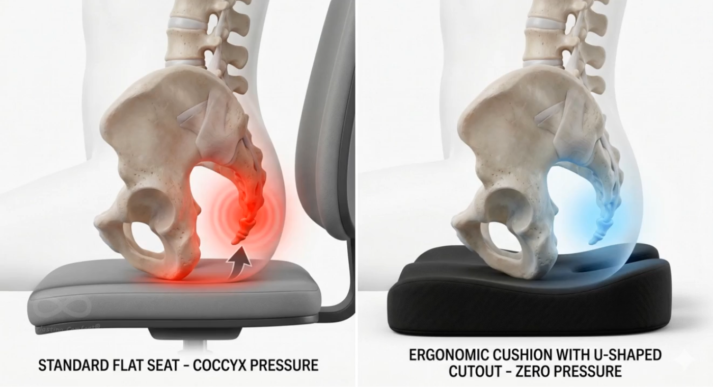Standard flat seat versus the U-shaped cutout