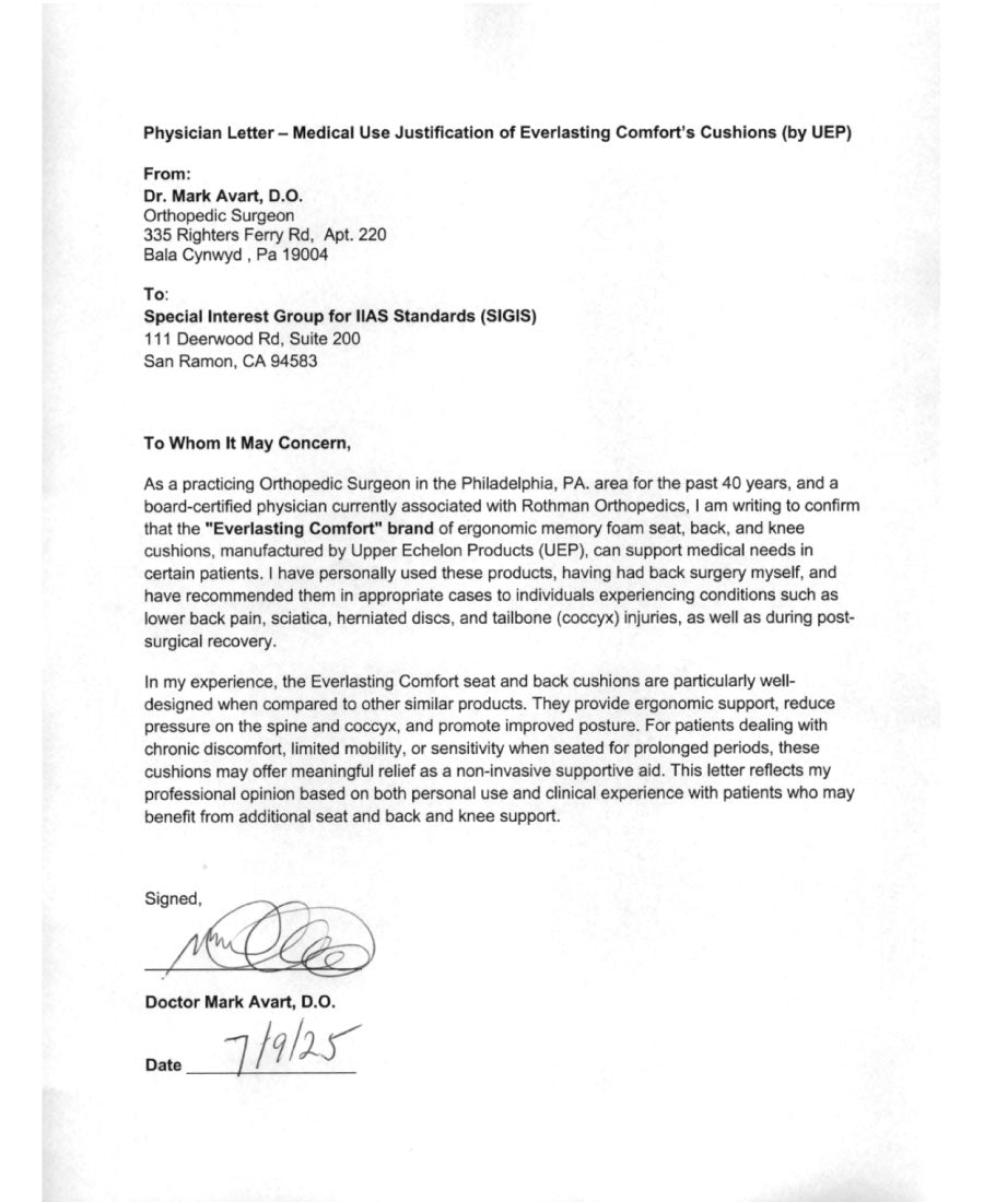 Signed doctor letter