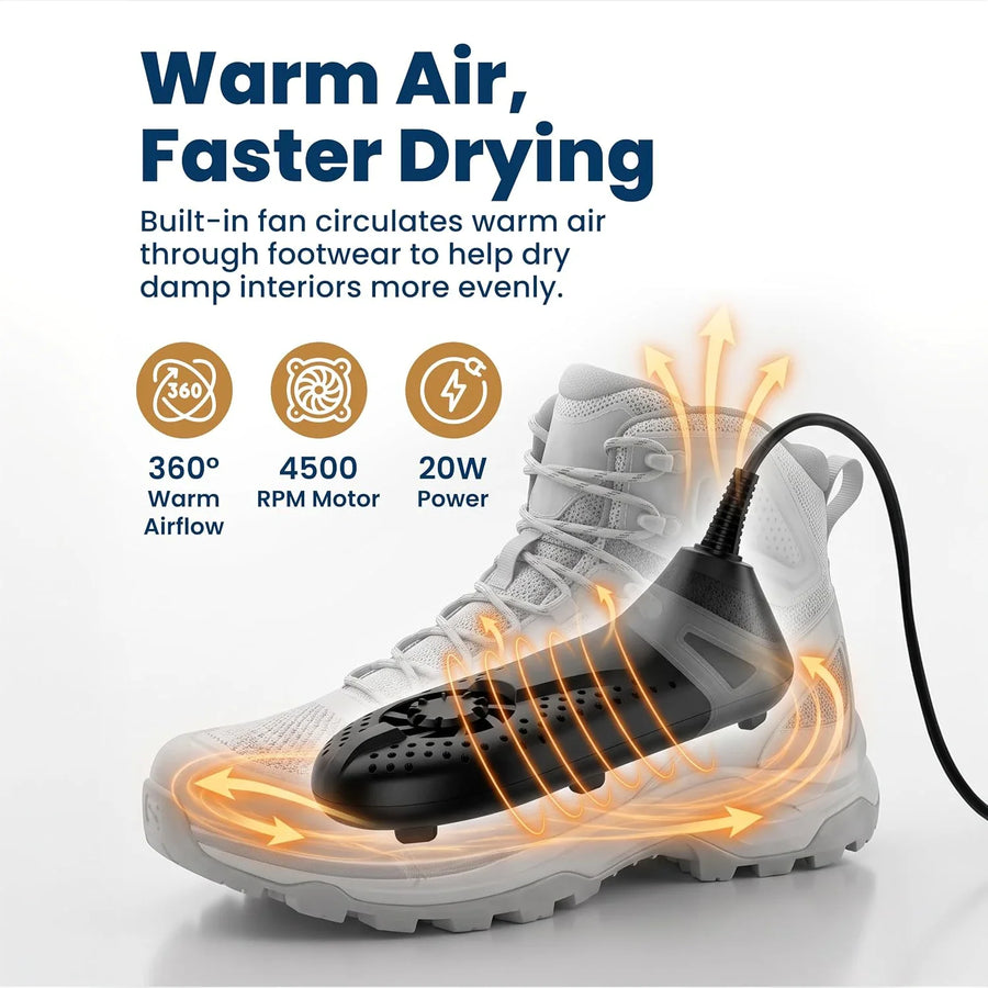 Everlasting Comfort Everlasting Comfort Portable Boot Dryer – Warm Airflow Shoe and Glove Dryer with 3/6/9 Hour Timer (Black)