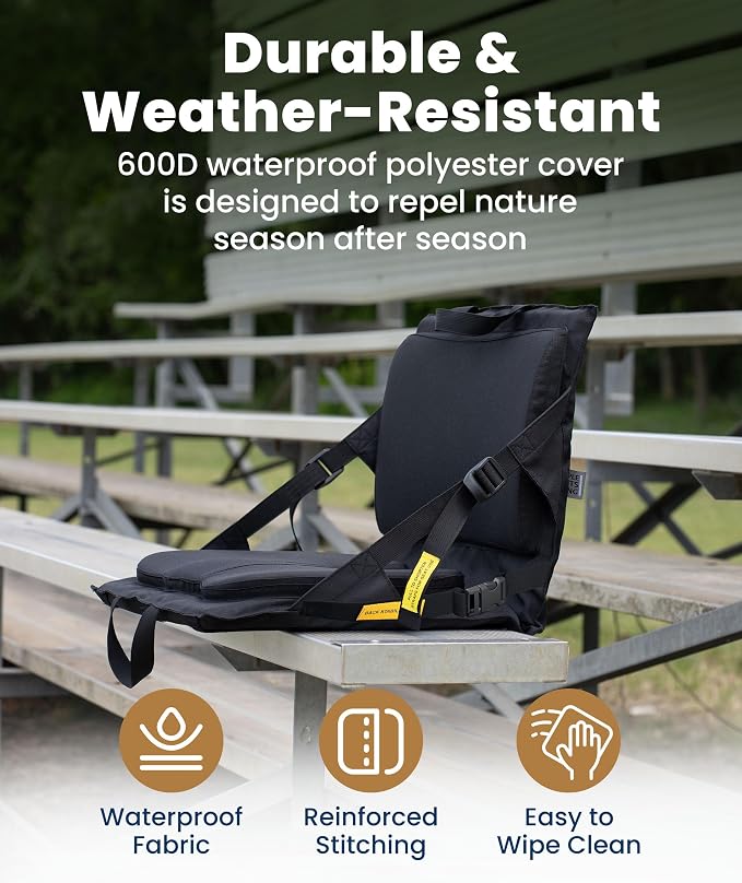 Everlasting Comfort Everlasting Comfort Stadium Seats with Back Support - Adjustable Memory Foam Bleacher Chairs with Back and Cushion, Portable, Easy Folding Stadium Seat Cushion with Storage Pocket (Reinforced)
