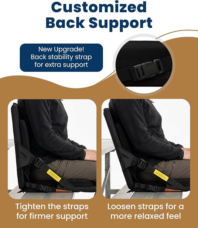 Everlasting Comfort Everlasting Comfort Stadium Seats with Back Support - Adjustable Memory Foam Bleacher Chairs with Back and Cushion, Portable, Easy Folding Stadium Seat Cushion with Storage Pocket (Reinforced)