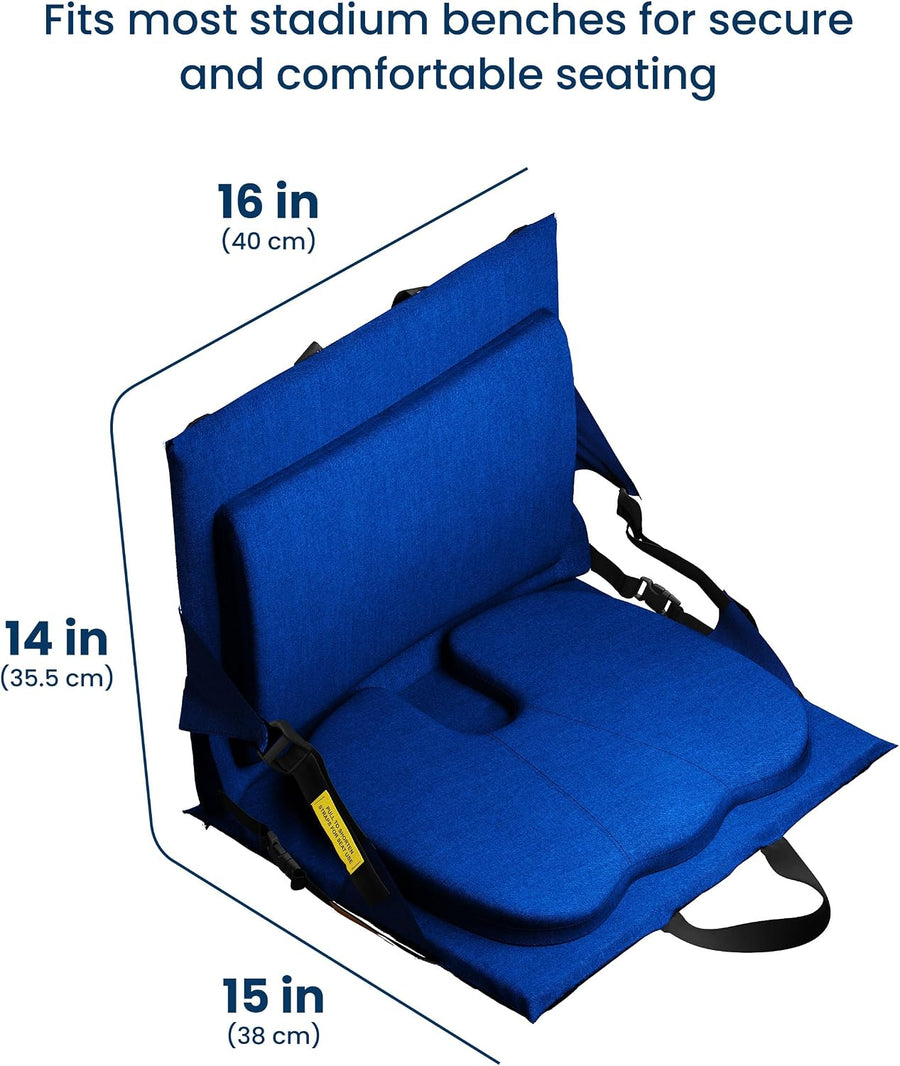 Everlasting Comfort Everlasting Comfort Stadium Seats with Back Support - Adjustable Memory Foam Bleacher Chairs with Back and Cushion, Portable, Easy Folding Stadium Seat Cushion with Storage Pocket (Reinforced) - Blue