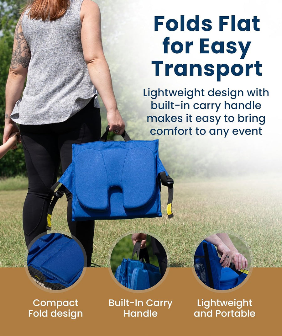 Everlasting Comfort Everlasting Comfort Stadium Seats with Back Support - Adjustable Memory Foam Bleacher Chairs with Back and Cushion, Portable, Easy Folding Stadium Seat Cushion with Storage Pocket (Reinforced) - Blue