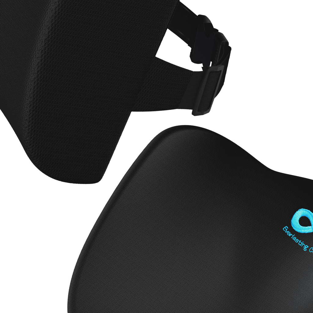 Everlasting Comfort Memory Foam Seat Cushion and Back Cushion, Gel Infused & Ventilated Black Gel Infused Seat & Back Set