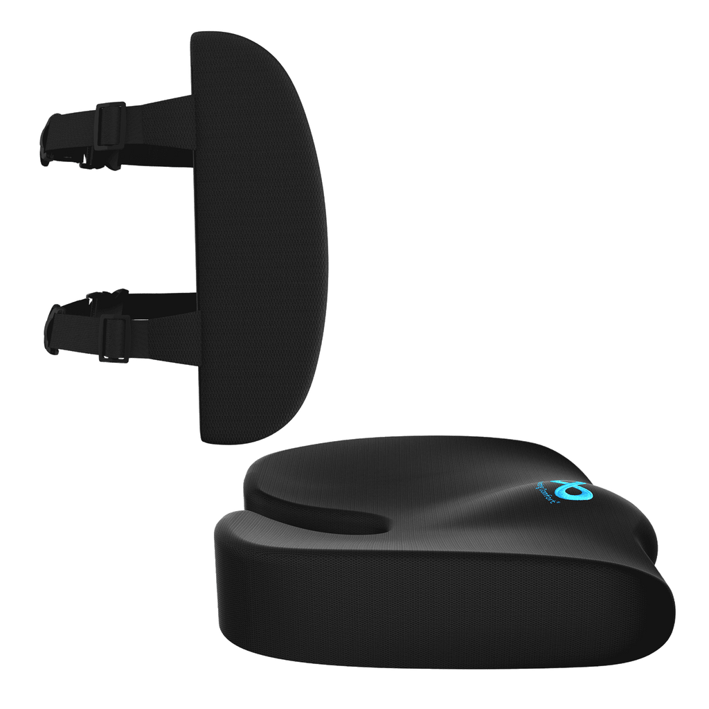 Everlasting Comfort Memory Foam Seat Cushion and Back Cushion, Gel Infused & Ventilated Black Gel Infused Seat & Back Set