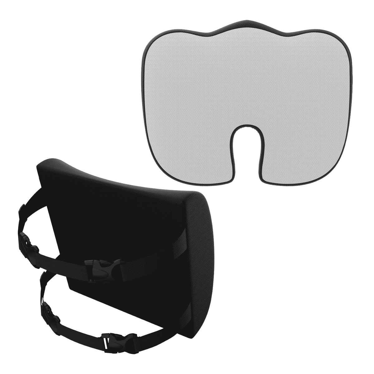 Everlasting Comfort Memory Foam Seat Cushion and Back Cushion, Gel Infused & Ventilated Black Gel Infused Seat & Back Set