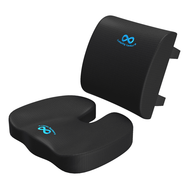 Everlasting Comfort Memory Foam Seat and Back Cushion Bundle with Gel Infusion and Ventilated Design