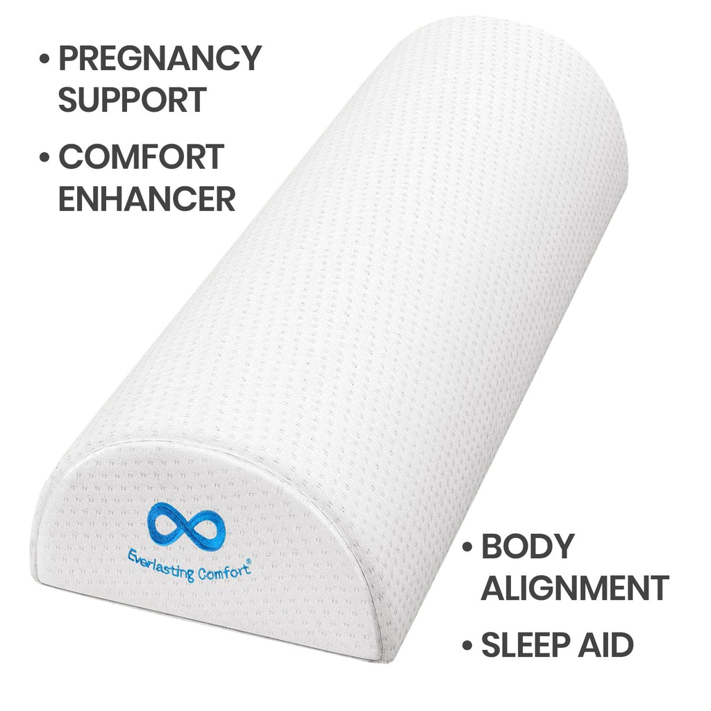 Everlasting Comfort Pregnancy Discomfort Support Half Moon Pillow. Pregnancy support, comfort enhancer, body alignment, sleep aid. 