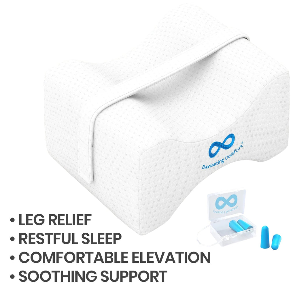 Everlasting Comfort Restless Leg Syndrome Support Elevation Pillow. Leg relief, restful sleep, comfortable elevation, soothing support. 