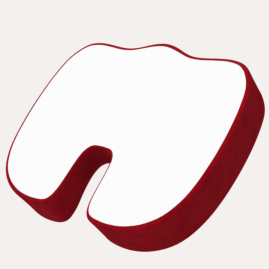 Red: Everlasting Comfort Memory Foam Coccyx Seat Cushion for Office Chair